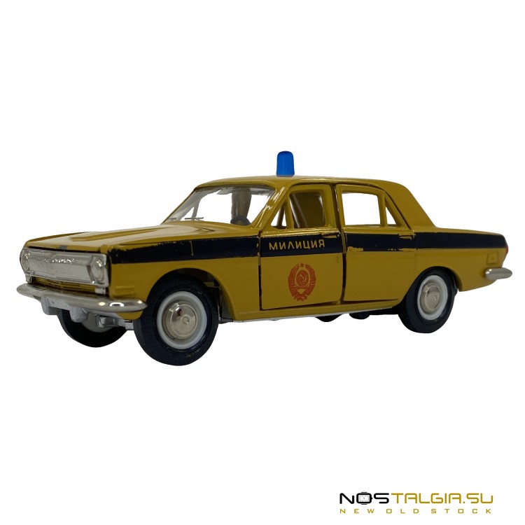 Точная копия автомобиля "Волга-24 Милиция", желтого цвета, производство СССР, отличное состояние