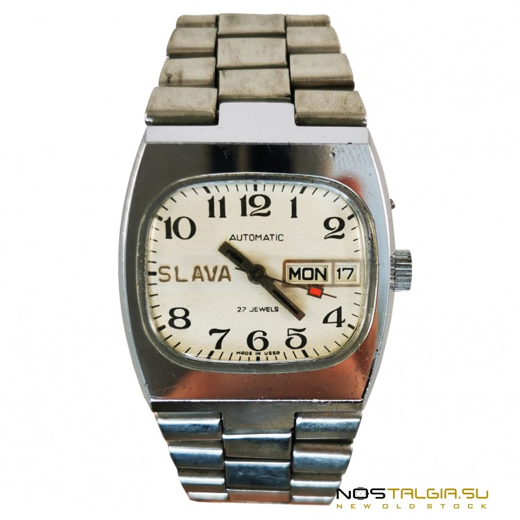 Slava2427坦克手表与罕见的白色表盘，自动上链，使用