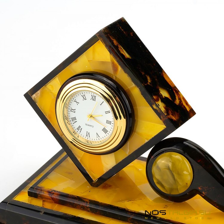Роскошные настольные часы из "Королевского янтаря" - полностью ручная работа 