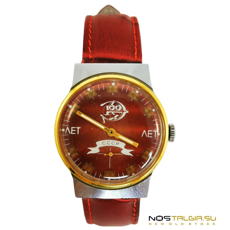 非常罕见的手表"胜利"苏联60年（1982年），皮革表带包括在内 