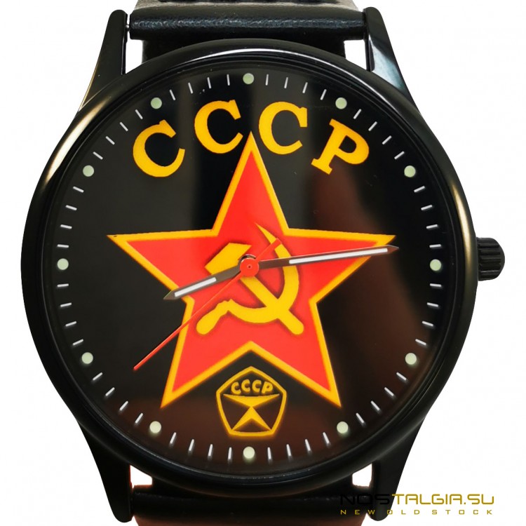 石英腕表"苏联的锤子和镰刀"，在一个盒子和一个高品质的表带，全新的 
