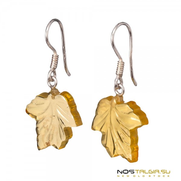 925 스털링 실버 후크와 고품질의 손으로 만들어진 앰버의 조합에 귀걸이 