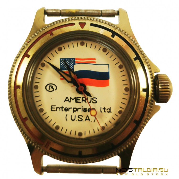 Часы "Восток"- AMERUS СССР 2414- А, отличное состояние водонепроницаемого корпуса, новые с хранения 