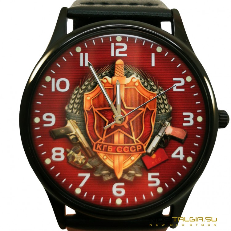Кварцевые часы "КГБ СССР", Щит -  водозащитный (черный) корпус, арабские цифры, абсолютно новые