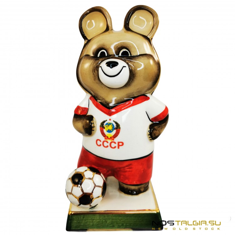 苏联陶瓷雕像"泰迪熊足球运动员"/完美保存