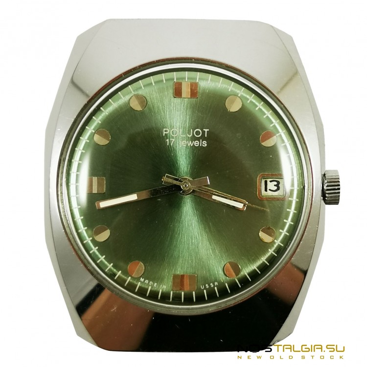 极为罕见的手表"飞行"的苏联与一个侧面日历和防尘的情况下