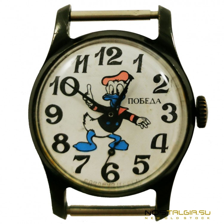 Механические часы "Победа" 2602, Дональд Дак, с вынесенной секундной стрелкой, Б/У