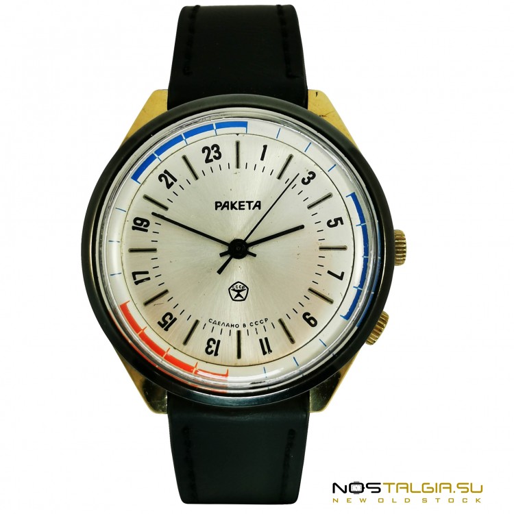机械手表"火箭"手表24小时"苏联质量标记"金色，使用 