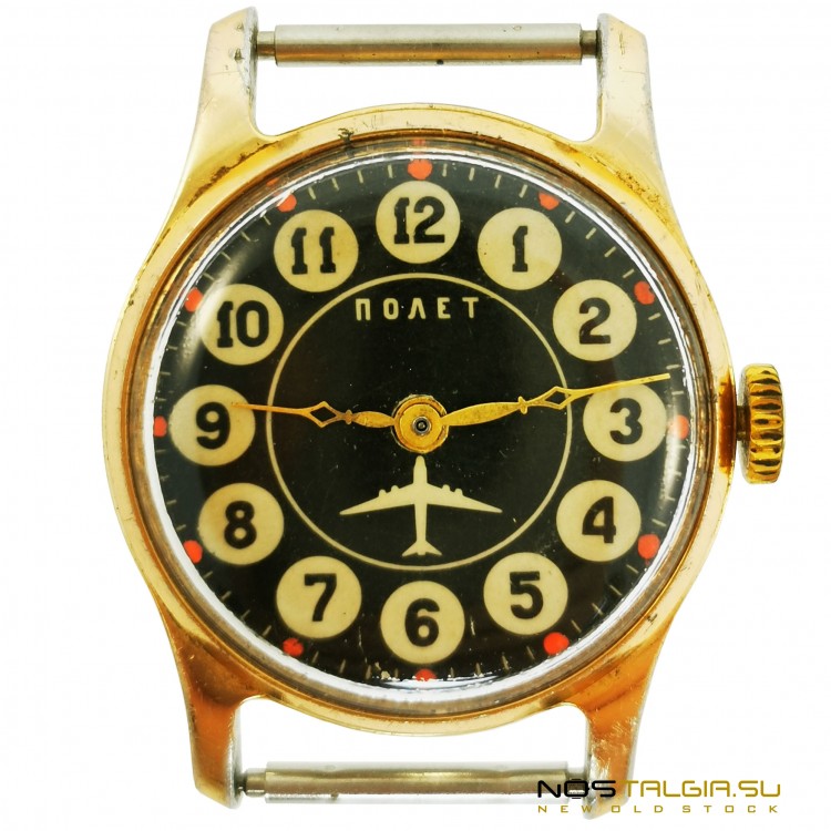 Интересные механические часы "Полет" СССР , корпус золотого цвета, бывшие в использовании