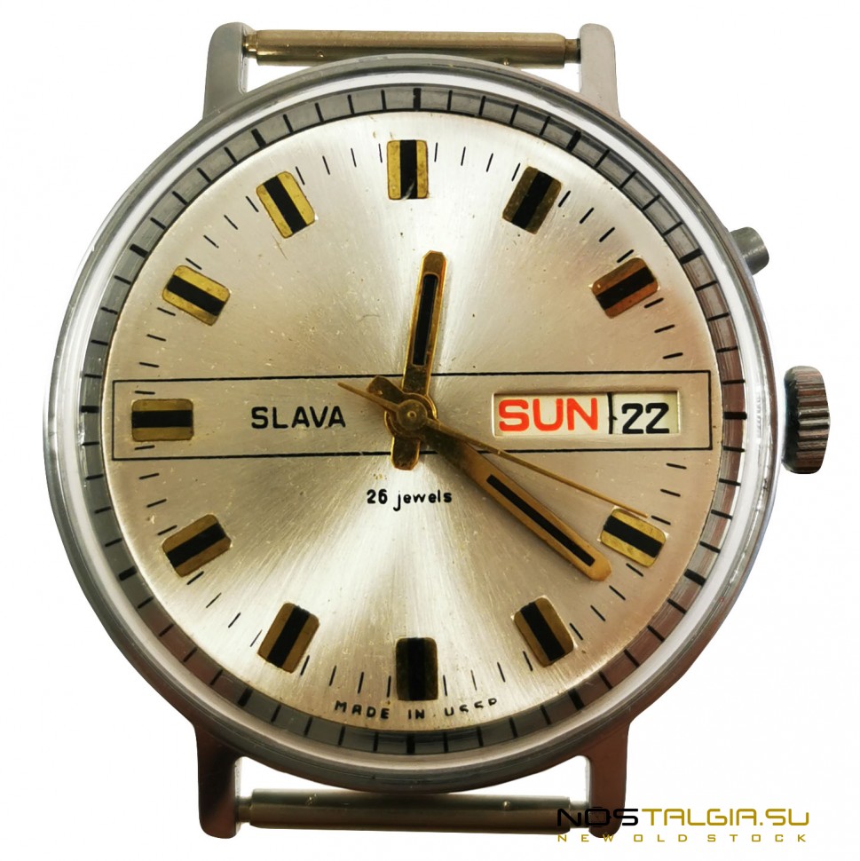 機械式時計 スラヴァ 2428ソ連 ダブル英語カレンダー 優れた状態 ストレージ付き