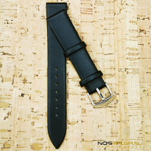 Watchband / leather / black / 18 mm