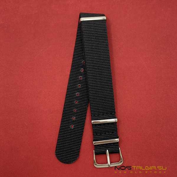 Bracelet de montre, nylon, 20 mm, noir