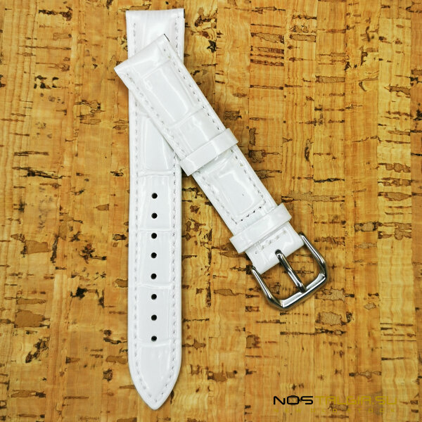 Watchband / leather / white / 18 mm