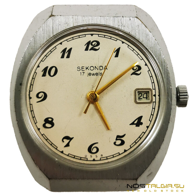Механические часы "Секунда"СССР 2614.2Н, пылезащищенный хромированный корпус, Б\У