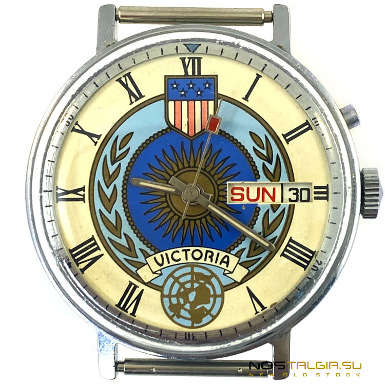 Часы "Слава" VICTORIA СССР, 1990 год. "Буря в пустыне", новые с хранения