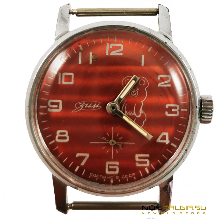 Механические часы "Зим" СССР с Олимпийским Мишкой, бывшие в использовании  