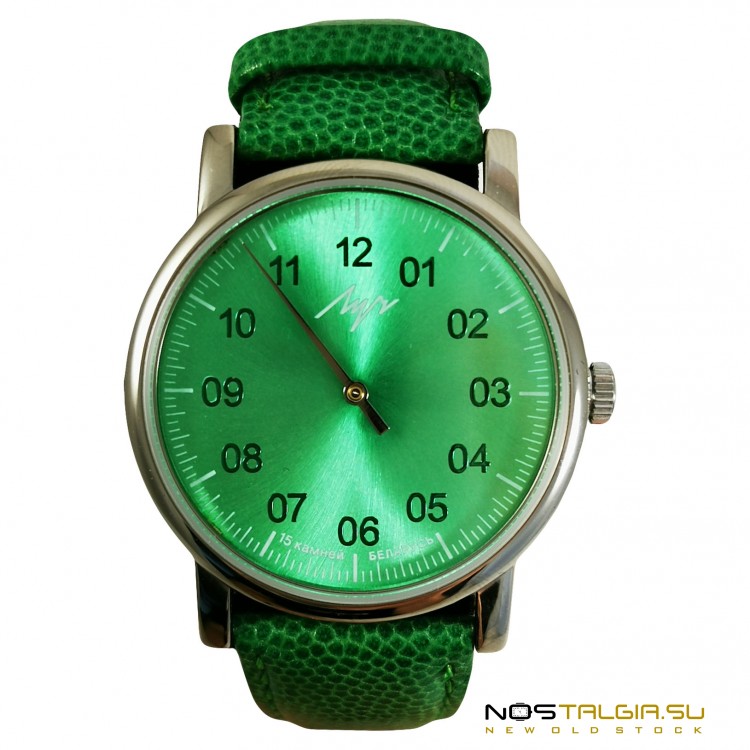 Новые часы Луч Однострелочник, зеленый циферблат 