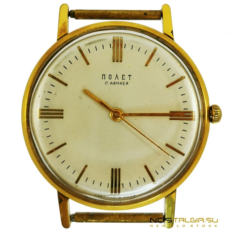 Наручные часы "Полет" СССР 2209 ударопрочные, в красивом корпусе золотого цвета, хорошее состояние 