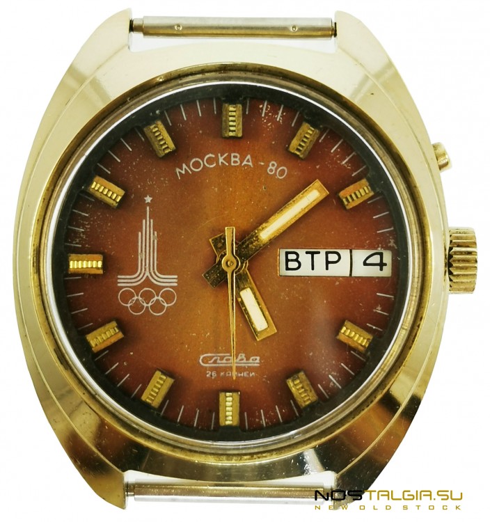 非常有趣的手表"荣耀"2427与自动上链"奥林匹克莫斯科-80"苏联