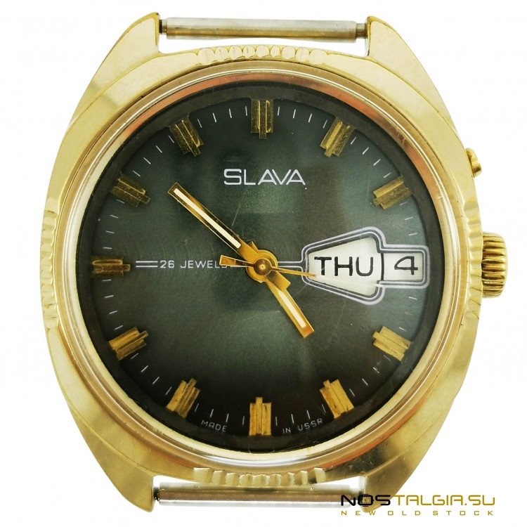 有趣的Slava手表-苏联质量标记，2427运动，独家日历-使用