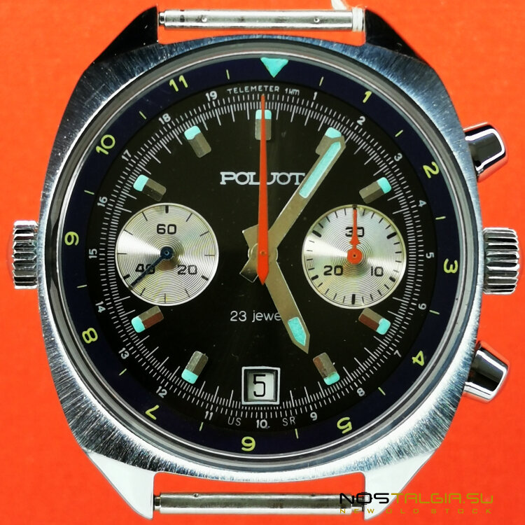 Часы "Полет" СССР 3133 хронограф, редкий черный циферблат