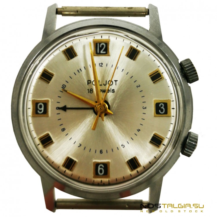 Часы наручные "Полет" СССР 2612.1 с будильником, отличное состояние, новые с хранения