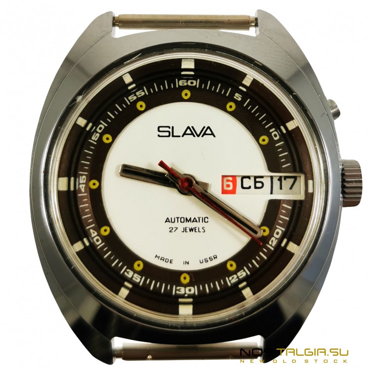 Slava-S2427苏联手表与防尘外壳和自动缠绕机制，新的存储 