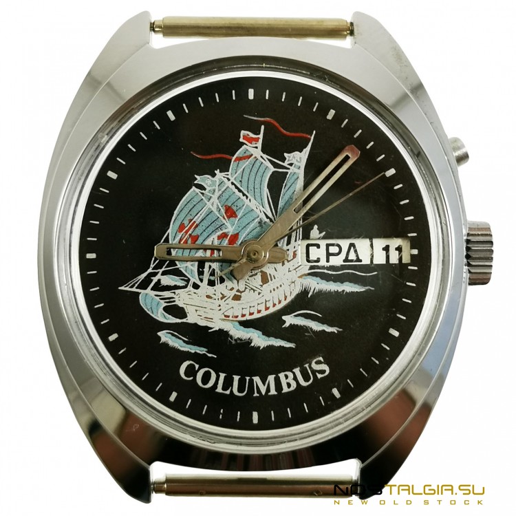 Механические часы "Слава" - Columbus СССР, с автоподзаводом s - 2427 и двойным календарем, идеальное состояние