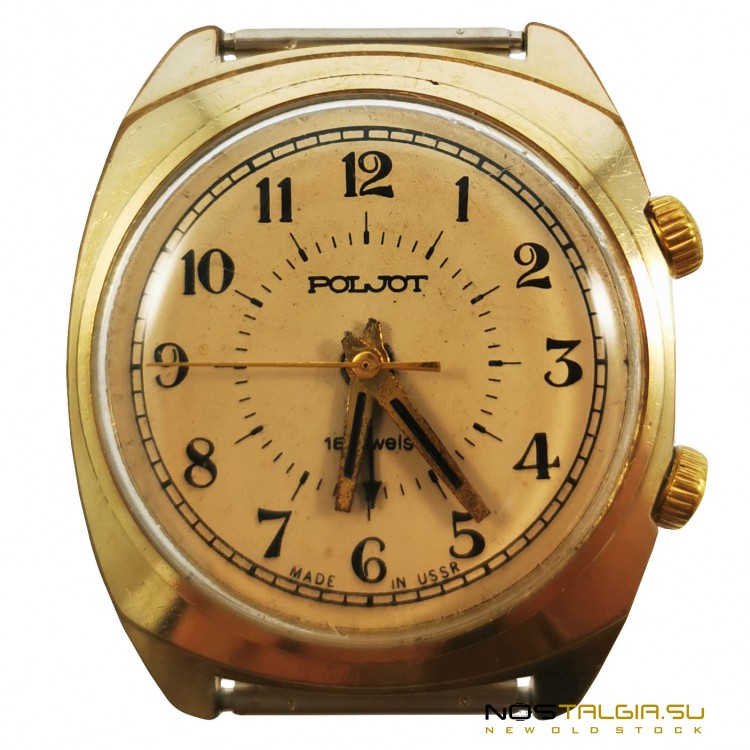Часы "Полет" СССР 2612.1 с механизмом 26 калибра и будильником, бывшие в использовании
