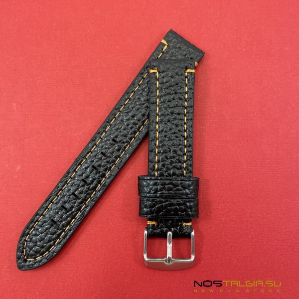 Noir bracelet de montre, véritable en cuir - 18mm