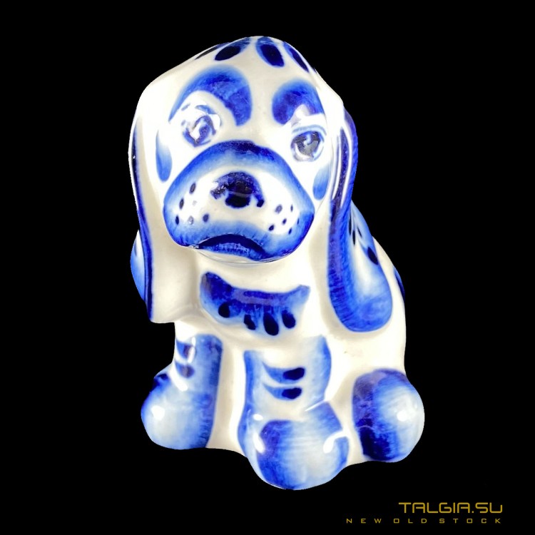 Gzhel Porcelain Dog Figurine handmade symbol of 2018 New Year made in Russia 