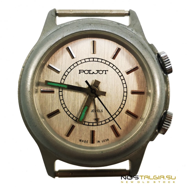 Наручные часы "Полет" СССР 2612.1, механические с будильником, хорошее состояние, бывшие в использовании