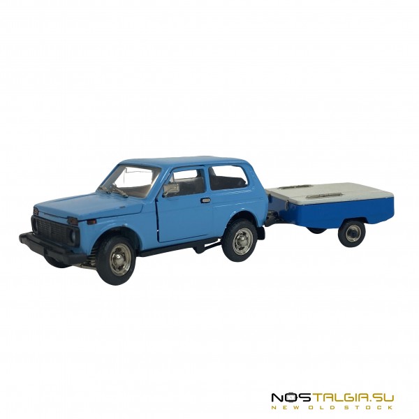 Scale model VAZ-2121 Niva with a Skif trailer, made in the USSR, in good condition