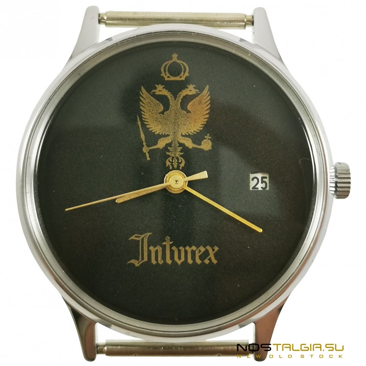 Наручные часы "Слава" - "Jnturex" СССР с механизмом 2414 и боковым календарем, новые с хранения 