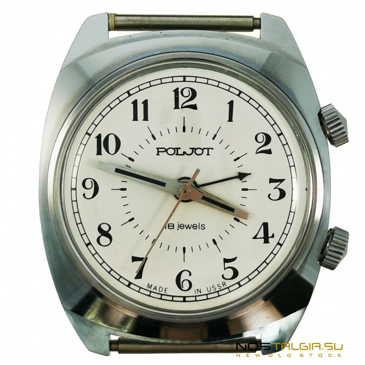 Наручные механические часы "Полет" 2612.1 - будильник СССР, с документами, новые с хранения 