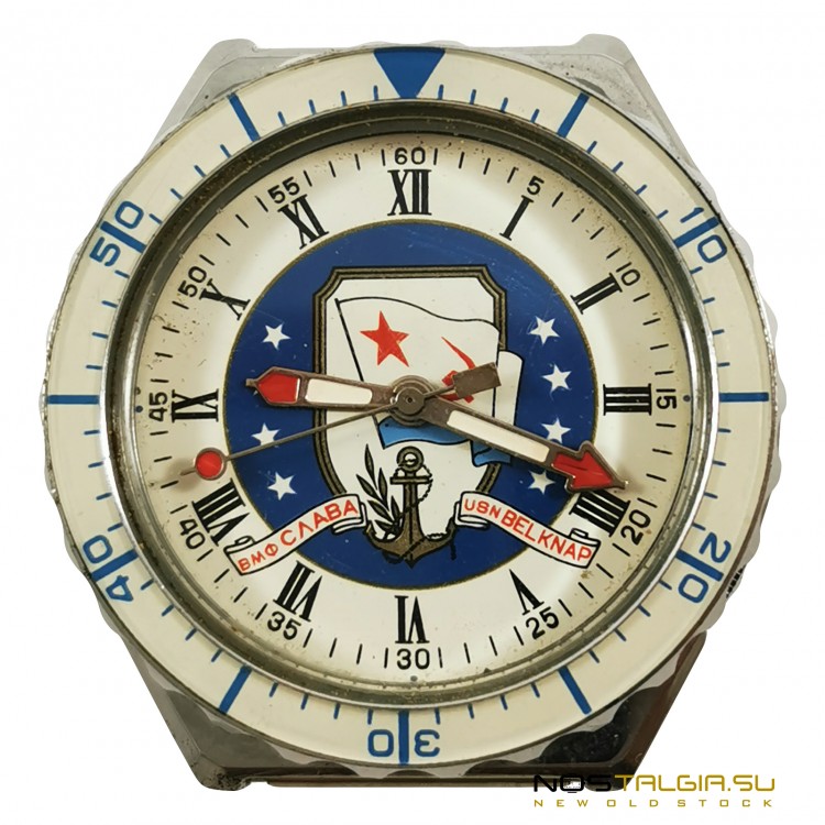 Редкие коллекционные кварцевые часы ВМФ "Слава"- USN BELKNAP - Б/У 