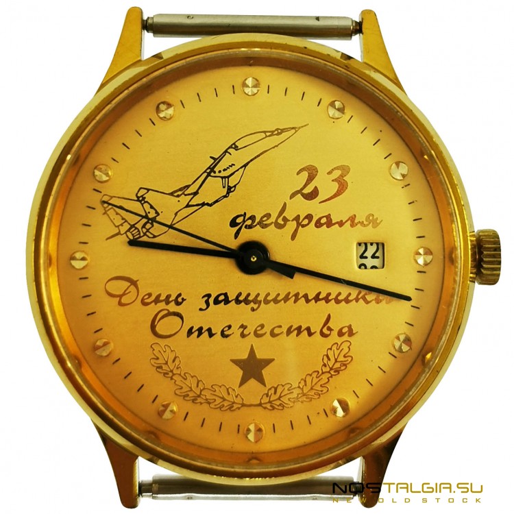 手表"荣耀"-2414"2月23日祖国日的捍卫者"在一个金盒