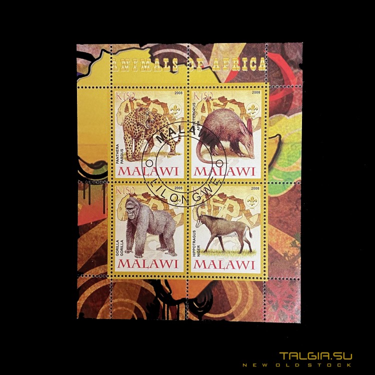 邮票"马拉维。 非洲动物"2008年，状况良好