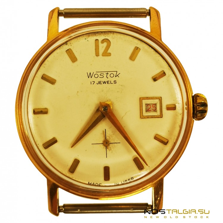 Vostok手表在苏联2414a金色的情况下-与箭头删除   