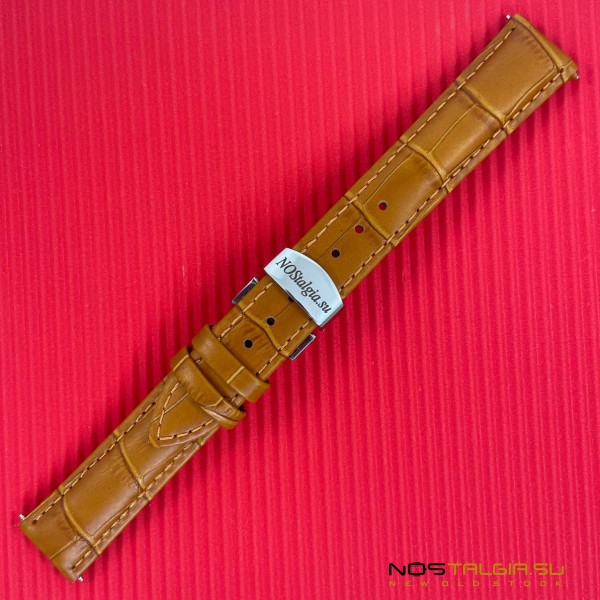 Branded red strap (for watches) genuine leather - 18 mm