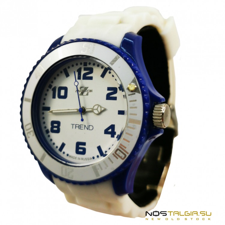 Кварцевые часы  "Заритрон" PL-006 - Trend (синие), силиконовый ремешок, новые с хранения